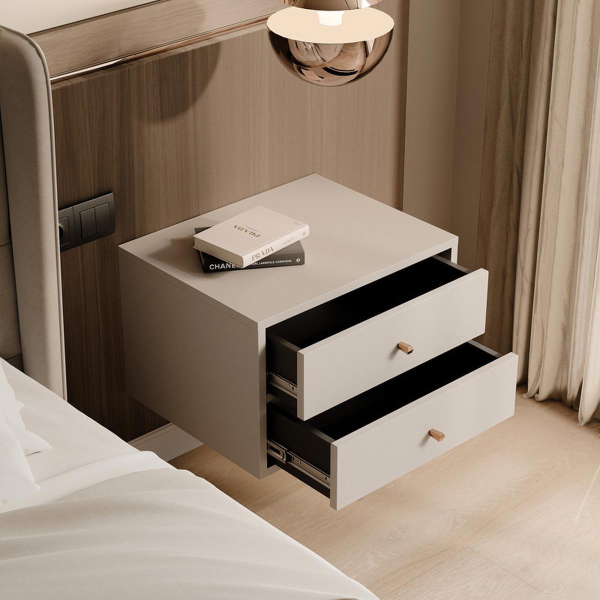 NACHTSCHRANK FLOW 52/41/35 cm Sandbeige - Beige, Holzwerkstoff/Metall (52/35/41cm) - Idohome