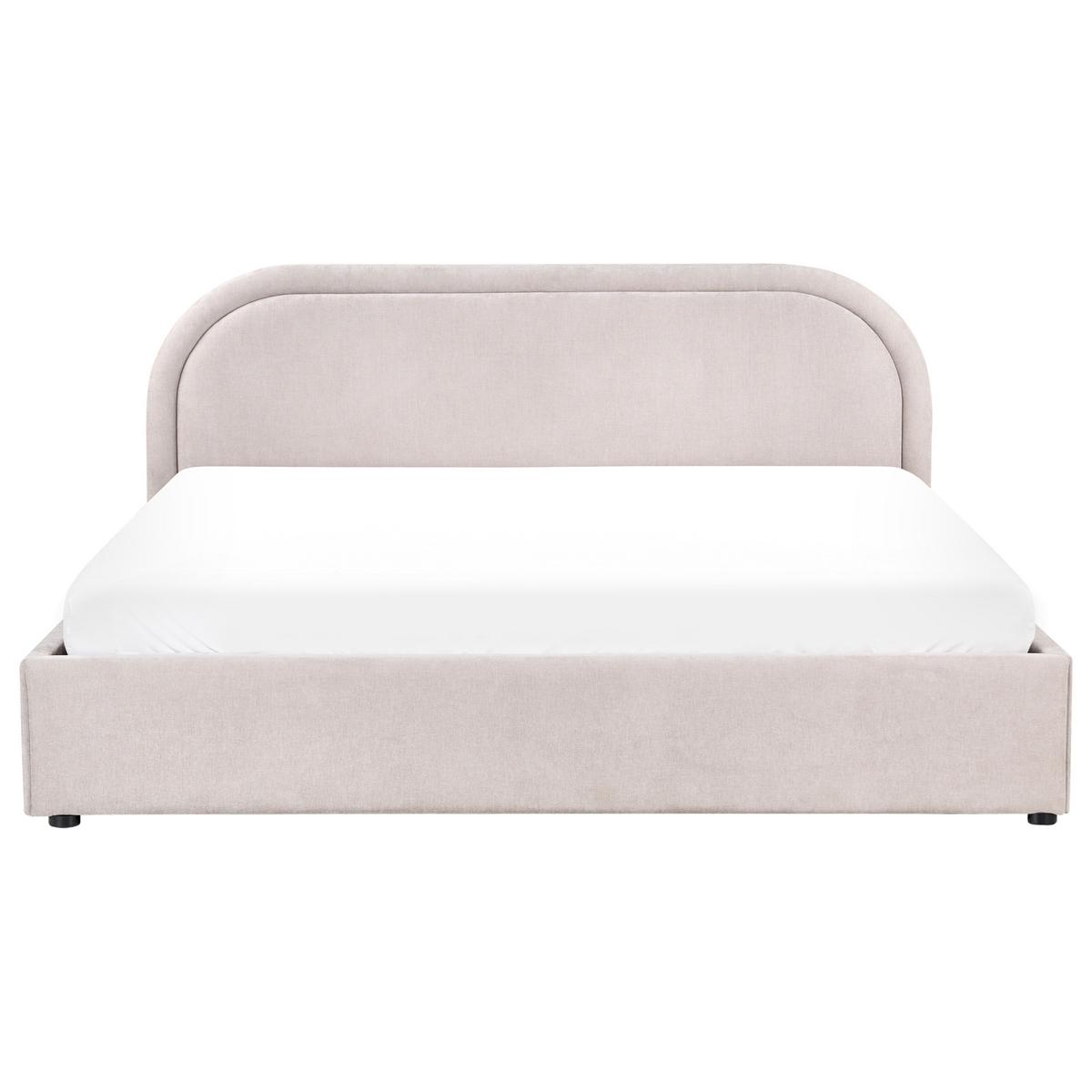 BETT mit Stauraum 180/200 cm Chenillegewebe Taupe Quillien - Taupe, Textil (180/200cm) - Beliani
