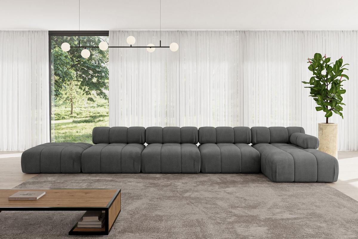 ECKSOFA modulares Sofa Lizur-L3 - 475x160x70 cm Dunkelgrau Velours - Dunkelgrau, Holzwerkstoff/Textil (475/160cm) - ALTDECOR