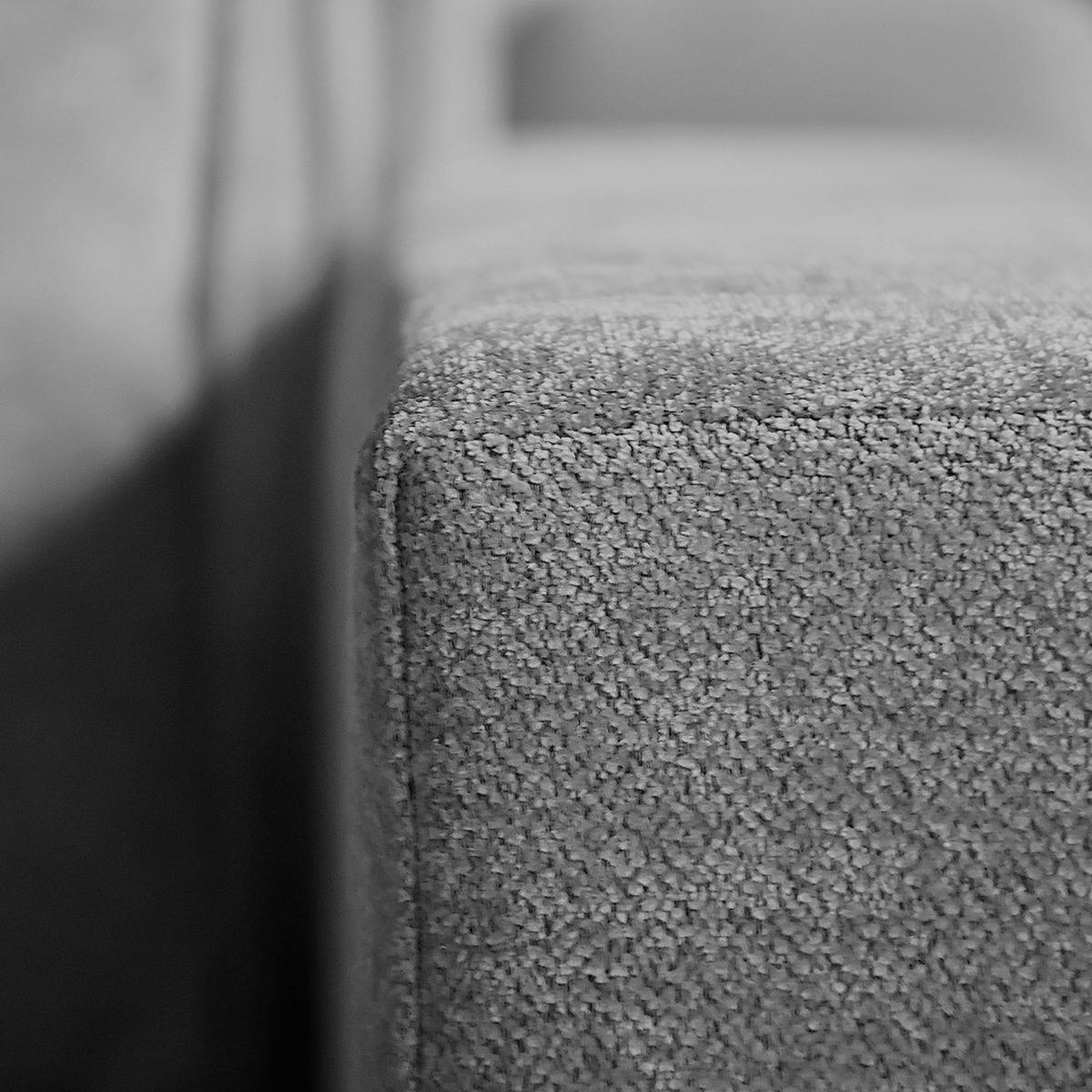 ECKSOFA Pablo ohne Schlaffunktion, mit abgerundeter Ottomane, rechts, Hellgrau, Velourstoff - Grau, Textil (319/196cm) - Beautysofa