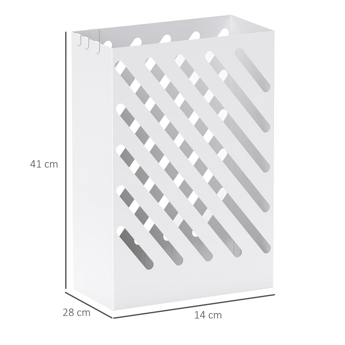 SCHIRMSTÄNDER Regenschirmständer mit 4 Haken und Wasserauffangschale Weiß - Weiß, Metall (14/41/28cm) - HOMCOM