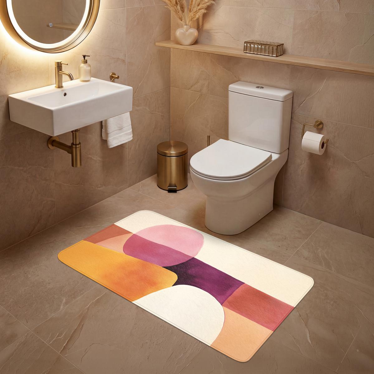WC-VORLEGER Formen - Abstrakt - Farbenfroh WC Teppich 120x60 cm - Terracotta, Textil (120/1cm) - OnlyWow