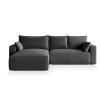 ECKSOFA FORIL P Graphitfarben Kordstoff mit Schlaffunktion - Graphitfarben/Grau, Holz/Kunststoff (265/178cm) - MASSENO
