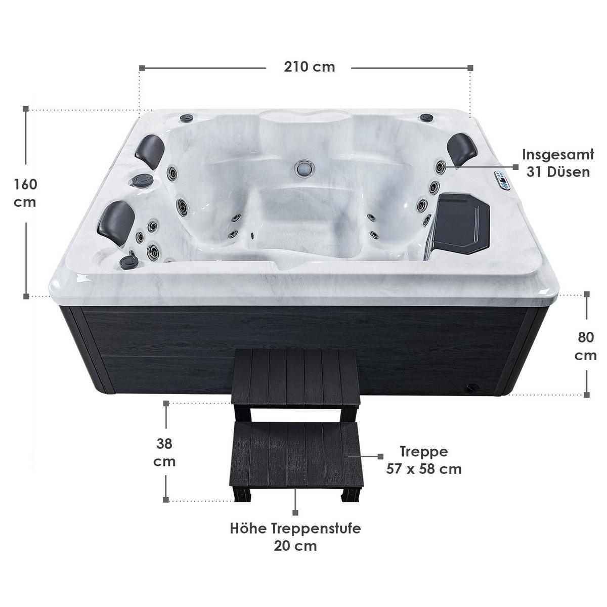 WHIRLPOOL Oasis mit Treppe Outdoor - Anthrazit, Kunststoff (210/80/160cm) - Artsauna