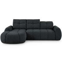 ECKSOFA Sorel Mini mit Automatisch verstellbarer Sitztiefe und Kopfstützen, links, Schwarz - Schwarz, Textil (190/275cm) - Beautysofa