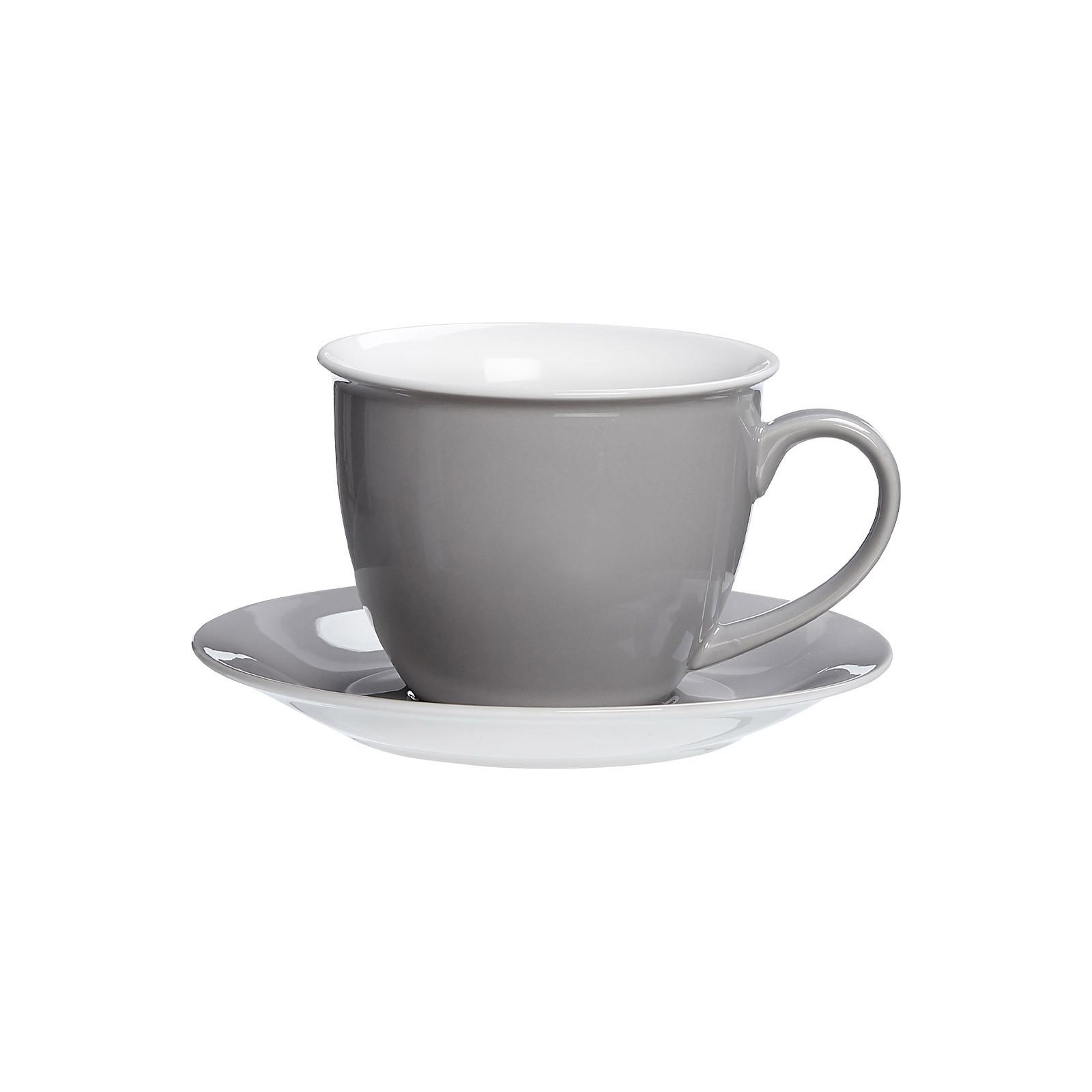 MILCHKAFFEE TASSE MIT UNTERTASSE Doppio Grau 350 ml - Grau, Keramik (17/11/17cm) - Ritzenhoff Breker