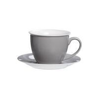 MILCHKAFFEE TASSE MIT UNTERTASSE Doppio Grau 350 ml - Grau, Keramik (17/11/17cm) - Ritzenhoff Breker