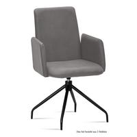 ARMLEHNSTUHL drehbar (2er-Set) Djanna 52x92x60 Schwarz/Grau - Schwarz/Grau, Kunststoff (60/92/52cm) - 58aufmkessel