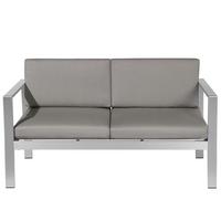 GARTENSOFA Aluminium 2-Sitzer Auflagen dunkelgrau Salerno - Dunkelgrau, Metall (142/80/70cm) - Beliani