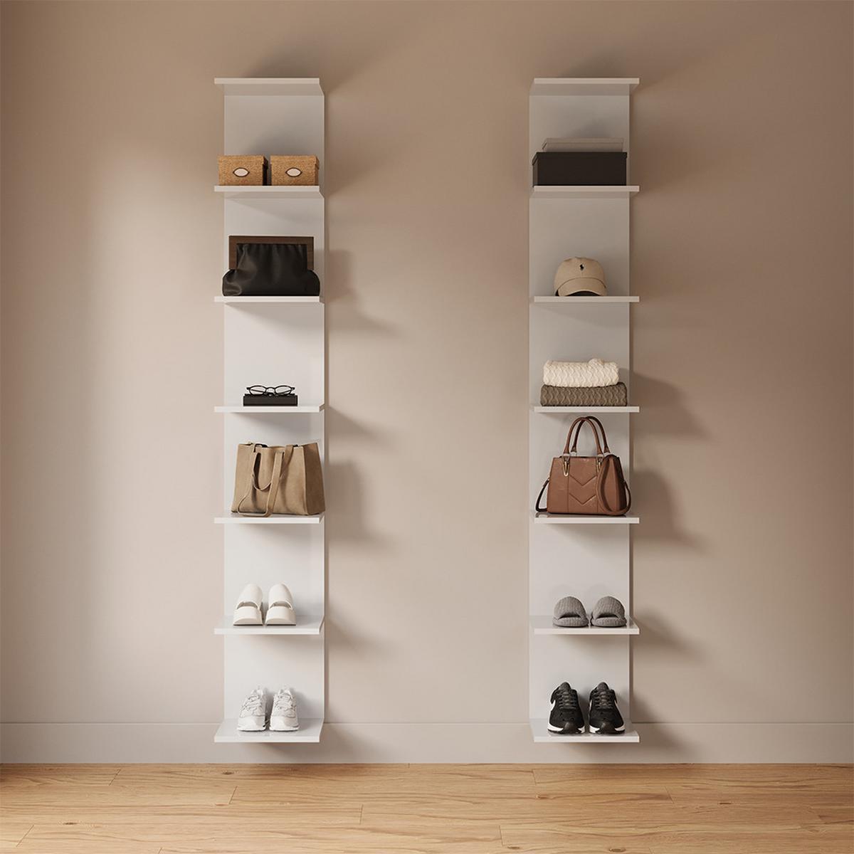 WANDREGAL Vesuvio Weiß 30 x 190 cm 2er Set - Weiß, Holzwerkstoff (30/190/28cm) - Livinity®