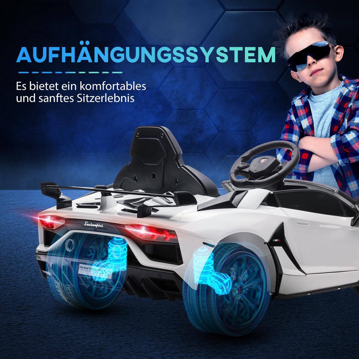 ELEKTROAUTO Elektrisches Kinderfahrzeug, Elektrofahrzeug inkl. Fernbedienung - Weiß, Metall (107.5/63/42cm) - HOMCOM