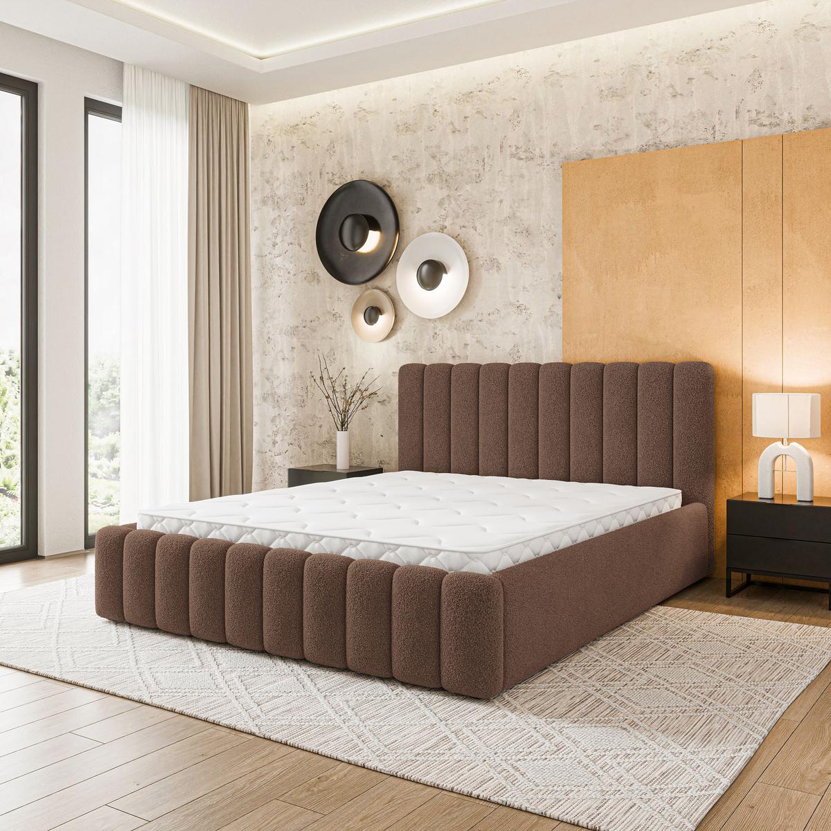POLSTERBETT DINESE Q 140x200 cm mit Bettkästen - Braun - Braun, Holz (140/200cm) - MASSENO