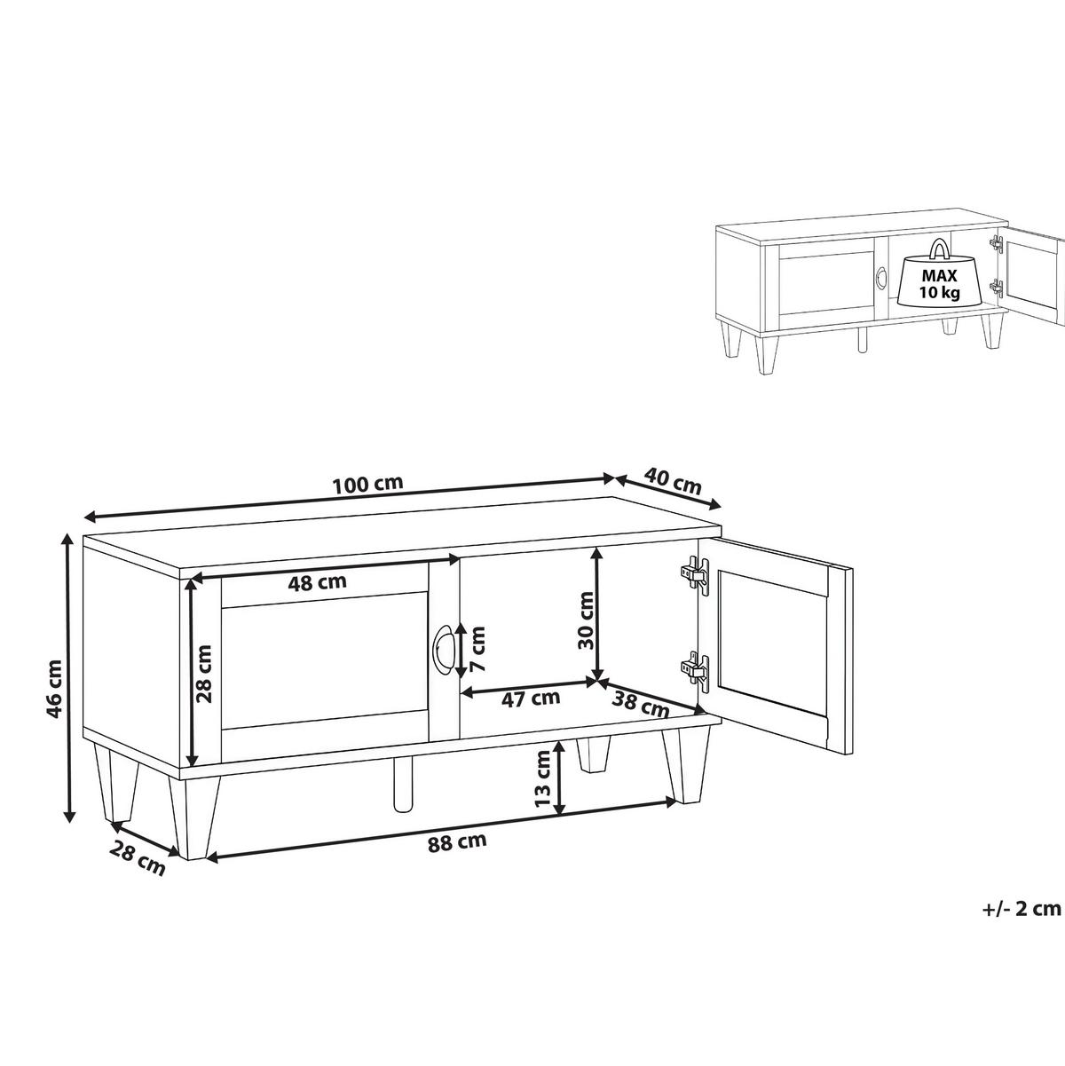 SCHUHSCHRANK Weiß Quebec - Dunkelbraun/Silberfarben, Holzwerkstoff (100/46/40cm) - Beliani