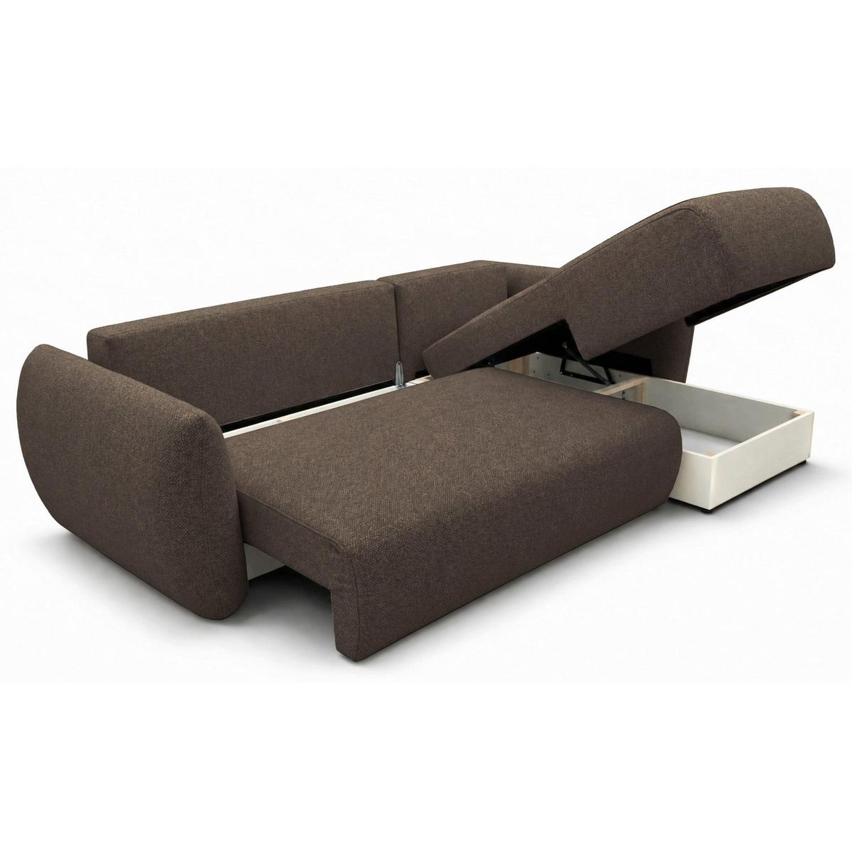 ECKSCHLAFSOFA Zordo BRAUNER CHENILLE RECHTS MIT ZWEI BETTKÄSTEN - Schwarz/Braun, Kunststoff/Textil (170/256cm) - Selsey