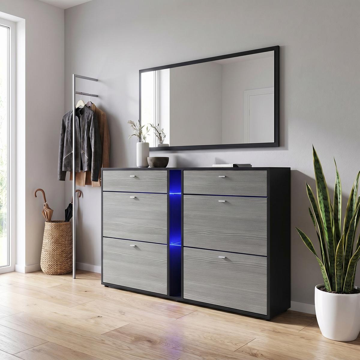 SCHUHSCHRANK Today Fronten in Avola-Anthrazit - Anthrazit, Holzwerkstoff (155.5/95/28cm) - Vladon