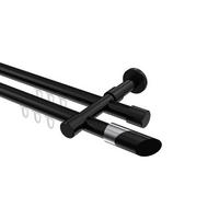 GARDINENSTANGE INNENLAUF Prestige Verano 200 cm, 2-läufig, 20 mm Ø Schwarz - Chromfarben/Schwarz, Metall (200cm) - INTERDECO