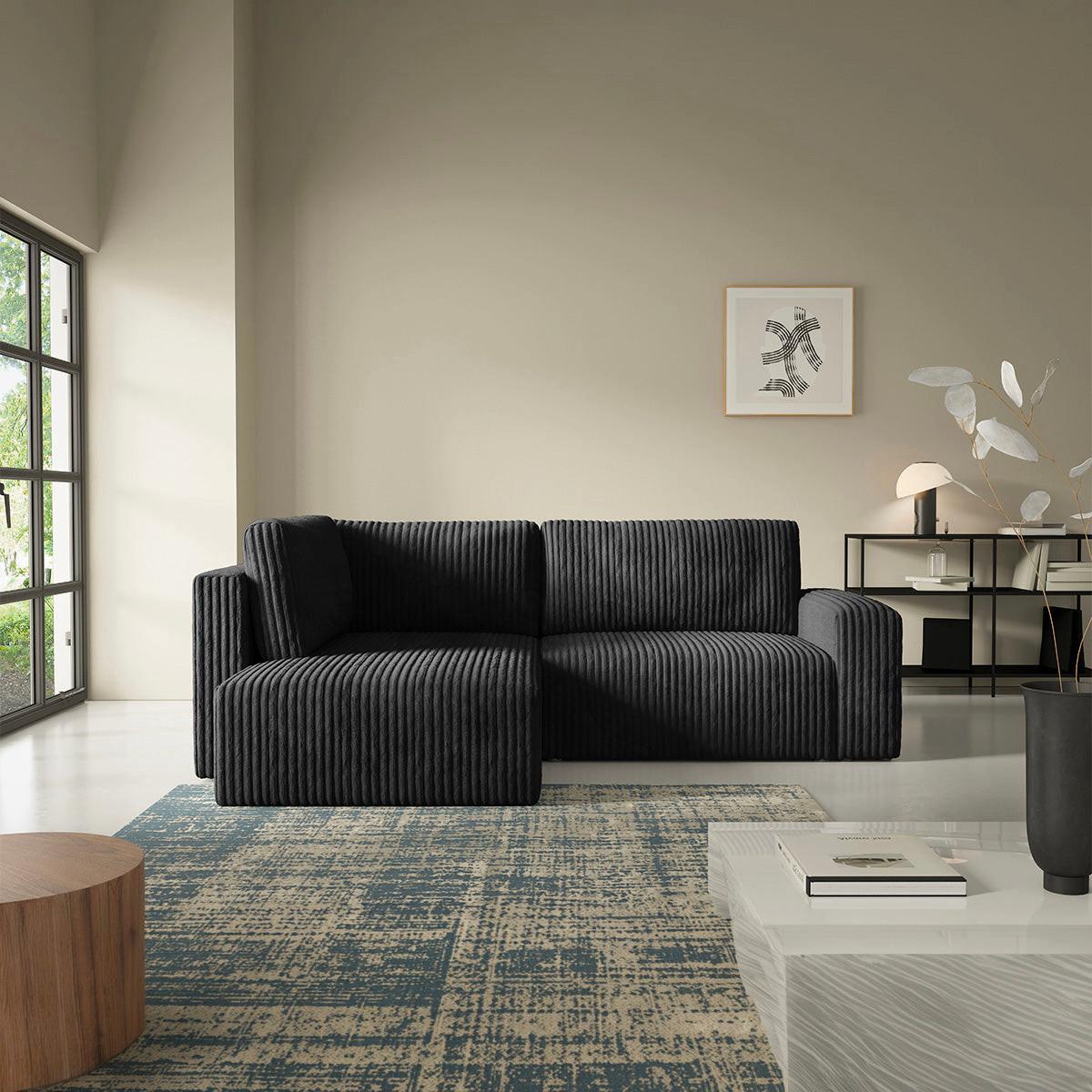 ECKSOFA Angela 4 Sitzplätze Schwarz - Schwarz, Holz (245/182cm) - Petits-meubles