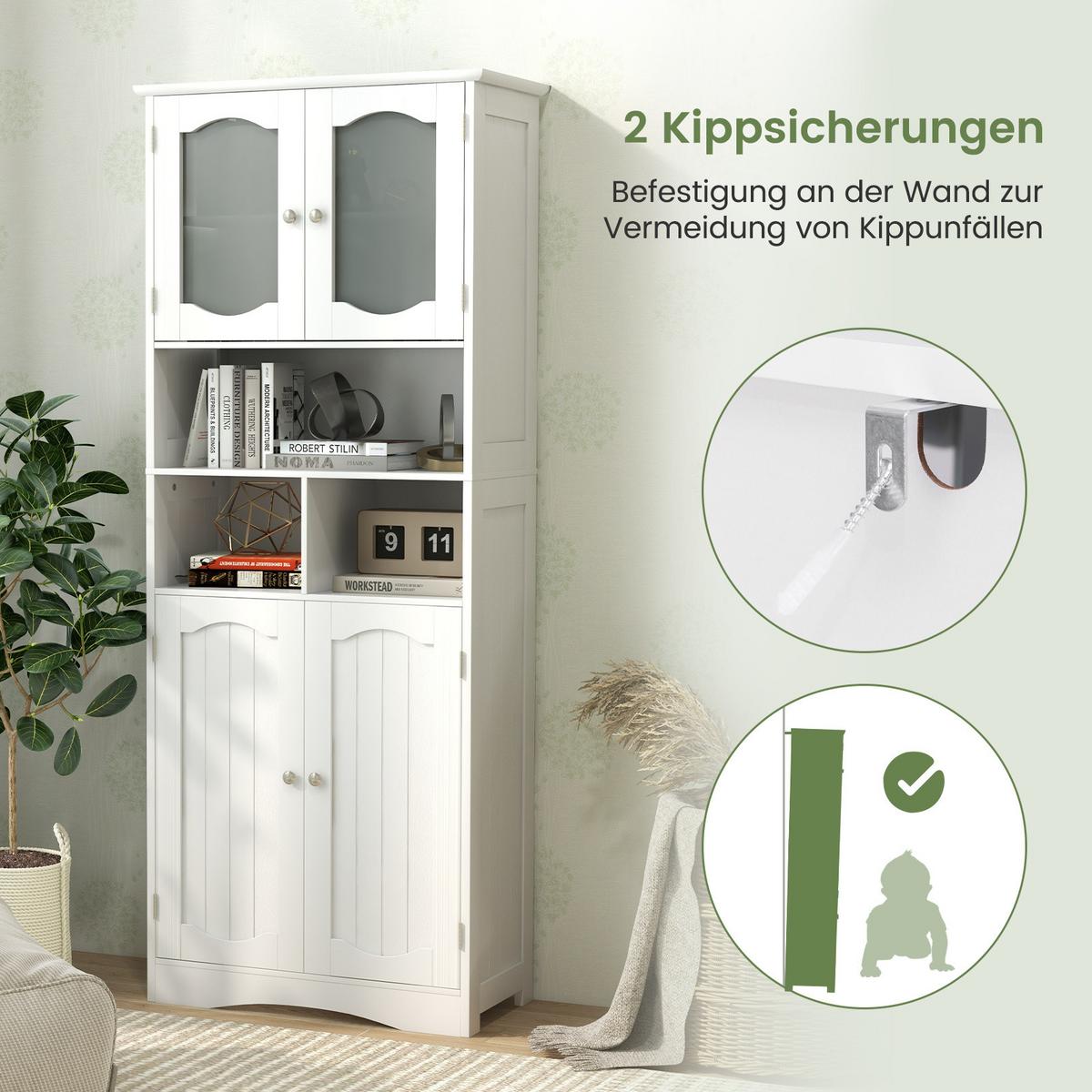 BADEZIMMERSCHRANK Weiß - Weiß, Holzwerkstoff (60/148.5/30cm) - COSTWAY