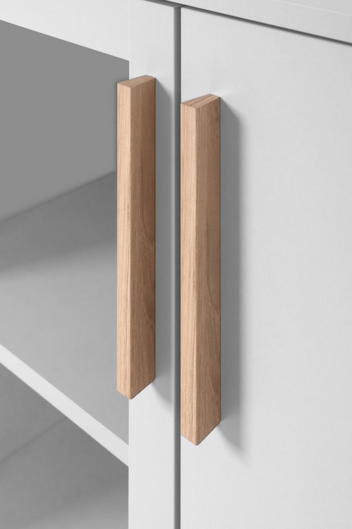 SIDEBOARD grau, Hickory Walnuss 204 cm, Kommode mit viel Stauraum - Walnussfarben/Hellgrau, Glas/Holzwerkstoff (204/94/40cm) - Furn.Design