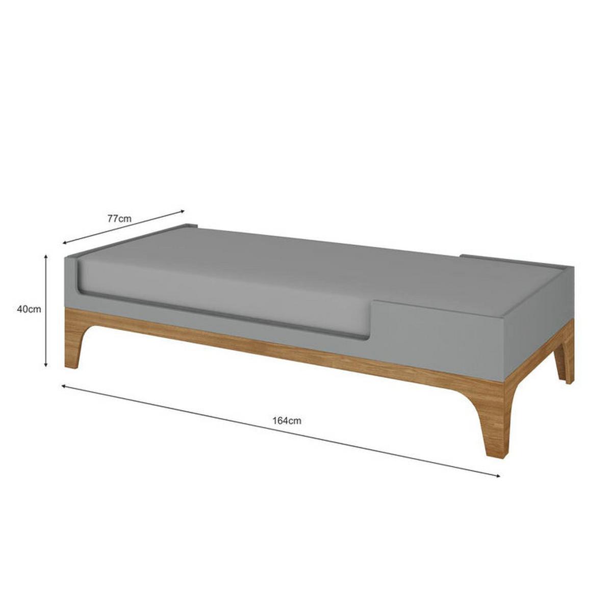 GITTERBETT 70/120 Grau und Holz - Grau, Holzwerkstoff (70/120cm) - Petits-meubles