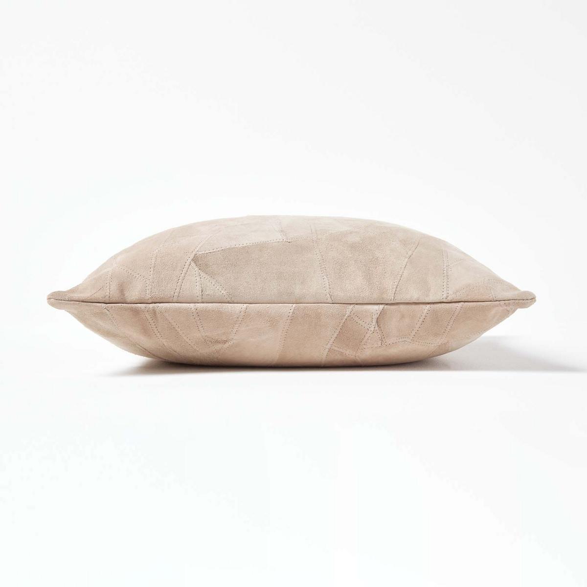 LEDERKISSEN Patchwork creme 45/45 cm - Creme, Leder/Textil (45/45cm) - Homescapes