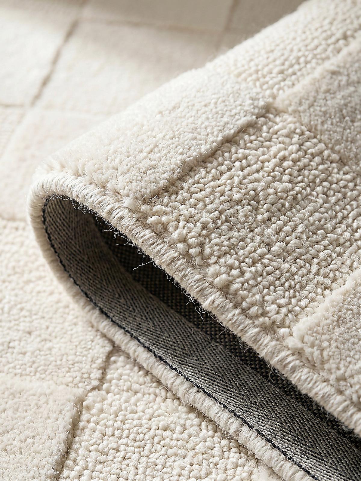 TEPPICH aus Wolle DEBEN in Elfenbein, mit Schachbrettmuster, 200 x 290 cm - Beige, Textil (200/290cm) - KADIMA DESIGN