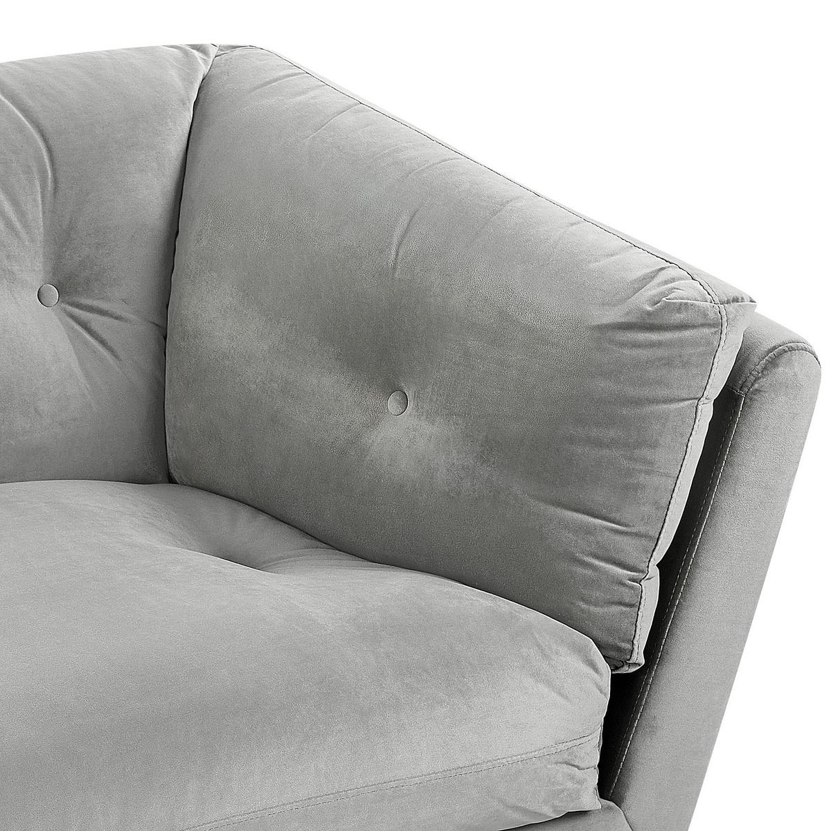 3-SITZER-SOFA Samtstoff Grau Lenvik - Grau, Textil (210/75/90cm) - Beliani