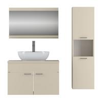 BADMÖBEL-SET LUMIRE Kaschmir Matt mit Spiegel - Beige, Holzwerkstoff (80/52/46cm) - Lookway