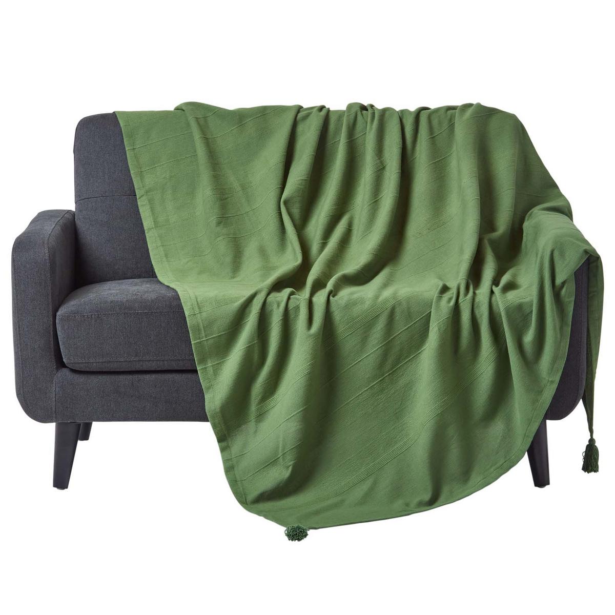 ÜBERWURF Rajput 225/255 cm, 100% Baumwolle - Olivgrün, Textil (225/255cm) - Homescapes