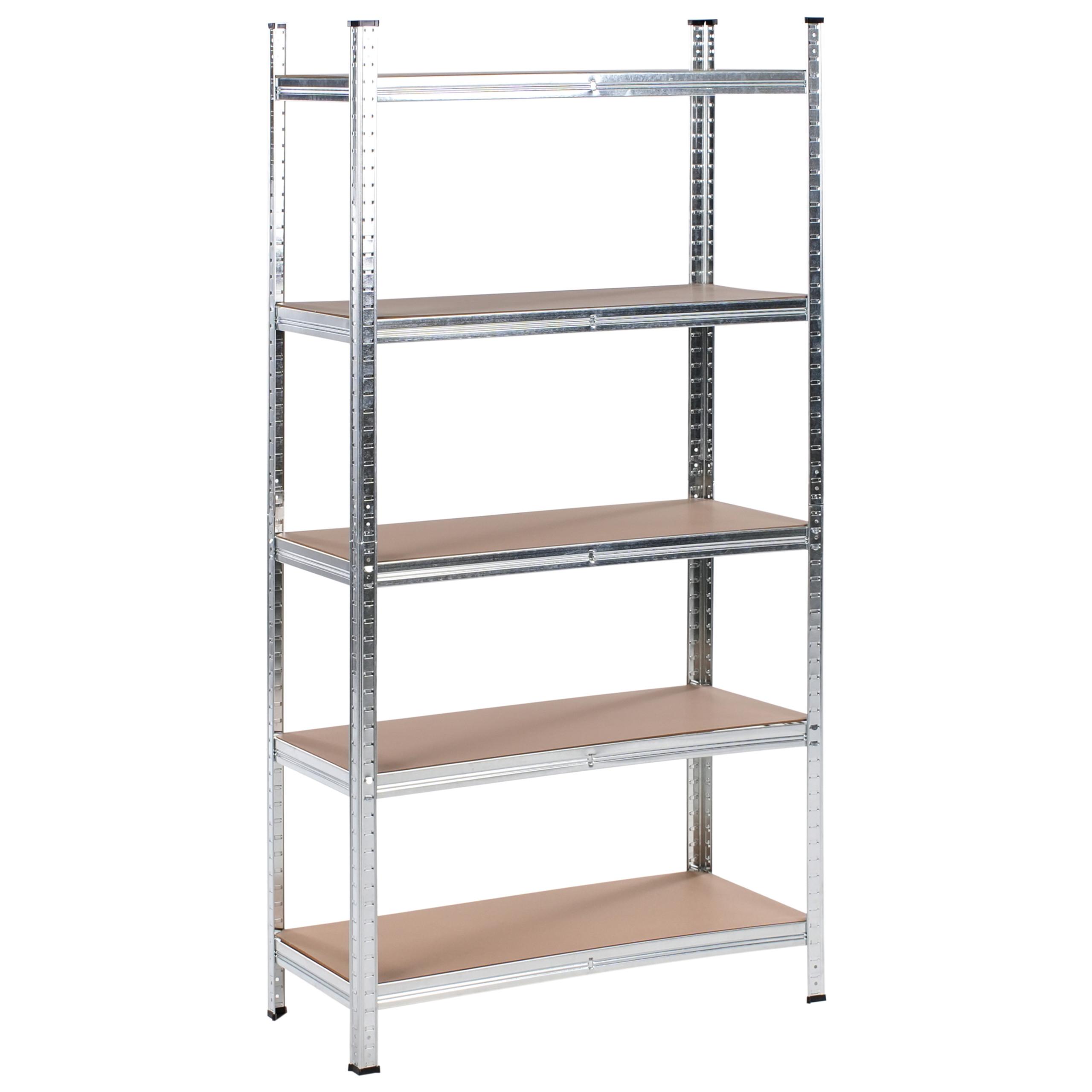 GARAGENREGAL Metall 180/90 cm Silber Xitta - Silberfarben/Braun, Metall (90/180/40cm) - Beliani