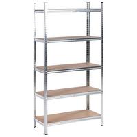 GARAGENREGAL Metall 180/90 cm Silber Xitta - Silberfarben/Braun, Metall (90/180/40cm) - Beliani