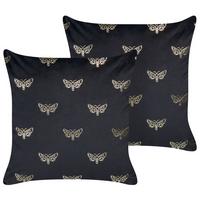 DEKOKISSEN 2er-Set Schwarz 45/45 cm Yuzuri - Schwarz, Textil (45/45cm) - Beliani