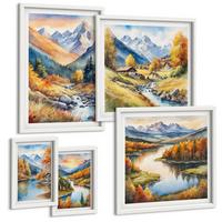 BILDER SET 5er Set - 50x50 cm & 20x30 cm & 40x60 cm Weißer Rahmen - Ansichten der Zitronenarchitektur von Positano - Weiß, Kunststoff (40/60cm) - TULUP