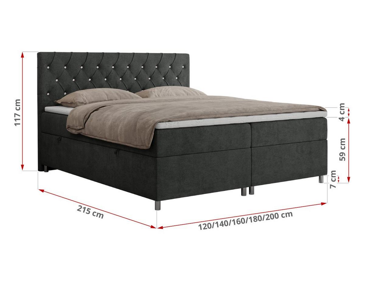 BOXBETT ROMA 120/200 - Hellgrau Strukture - H3 - Hellgrau, Holz/Textil (120/200cm)