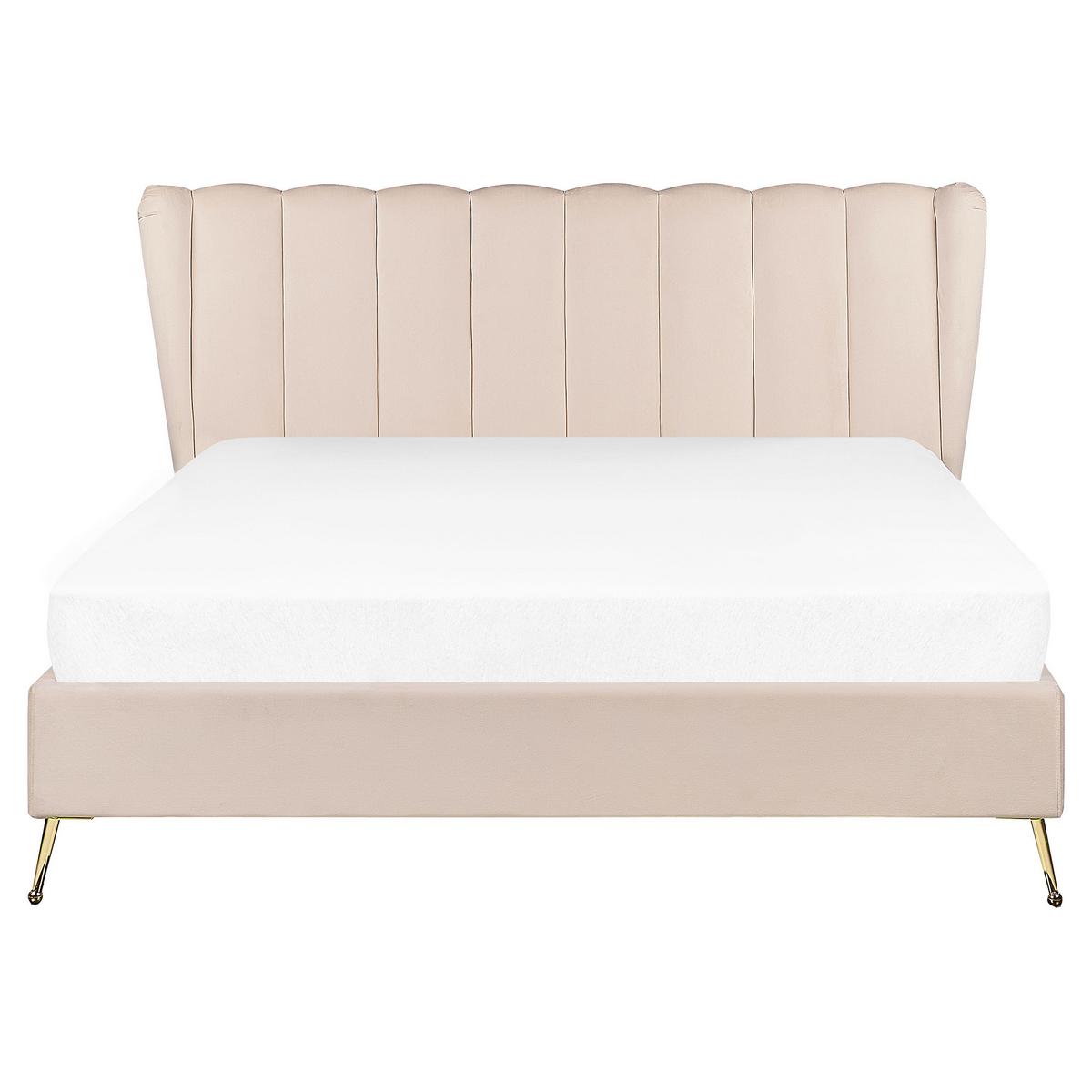 POLSTERBETT 160/200cm Beige Miribel - Beige, Textil (160/200cm) - Beliani