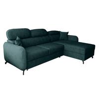 ECKSOFA L Form Ribella 5 Türkis 265/180/100 cm Rechts mit Schlaffunktion - Türkis/Schwarz, Textil/Metall (265/180cm) - AX Living