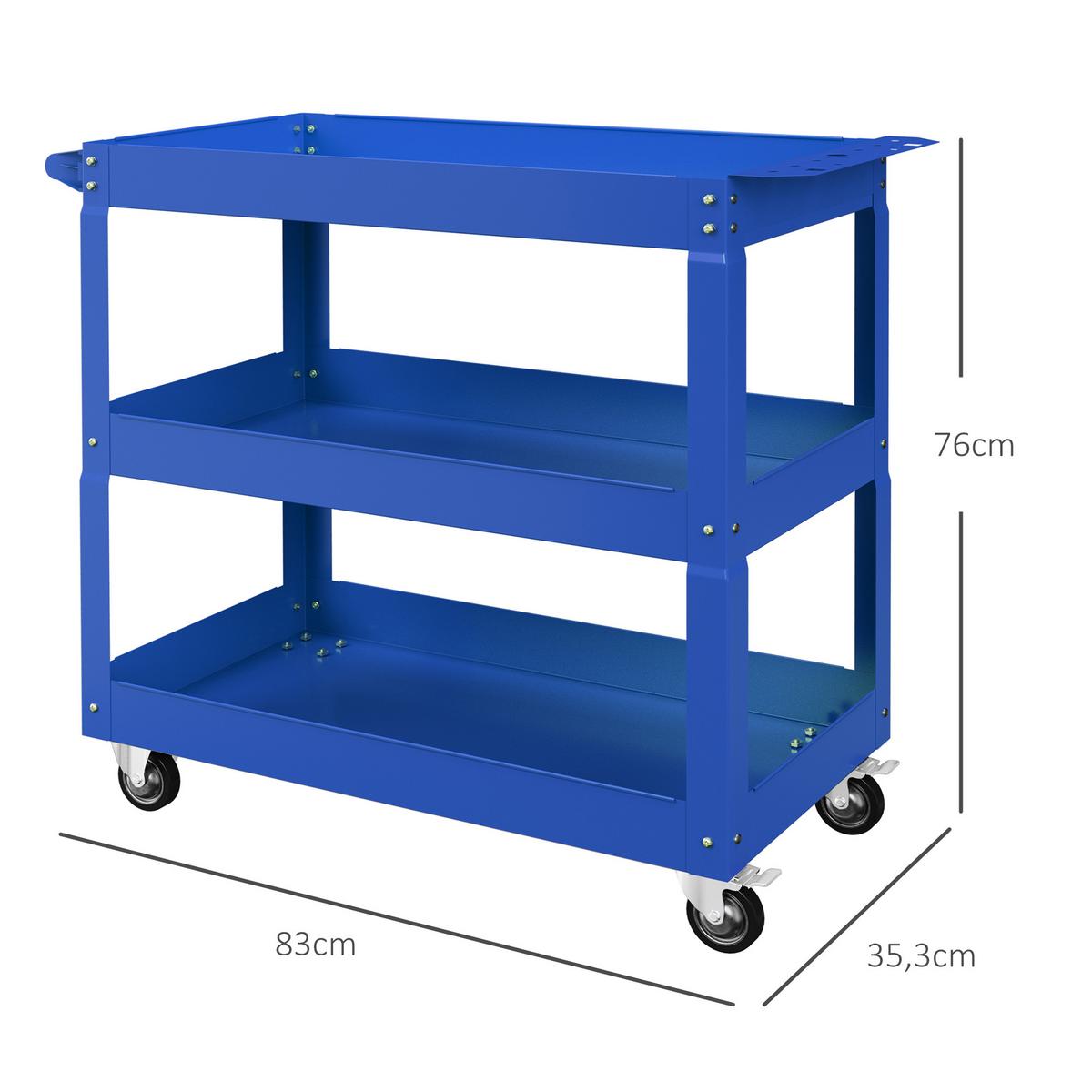 WERKSTATTWAGEN Stahl Blau - Blau, Metall (35.3/76/83cm) - DURHAND