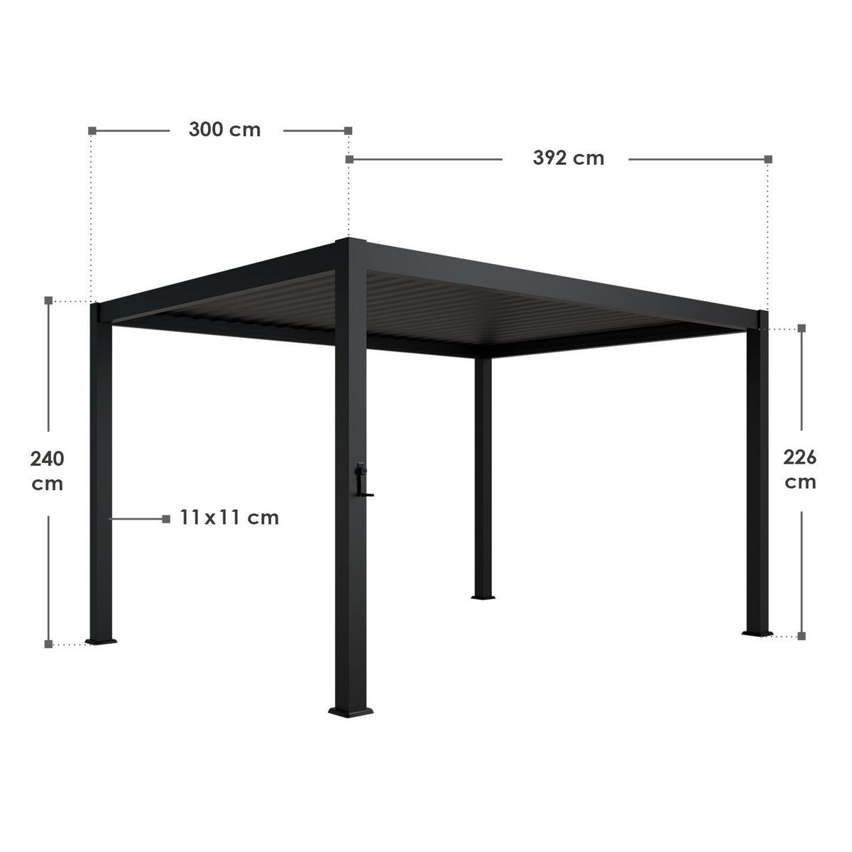 PERGOLA/ LAMELLENDACH Tahiti 3x4 m anthrazit - Anthrazit, Metall (392/240/400cm) - Juskys