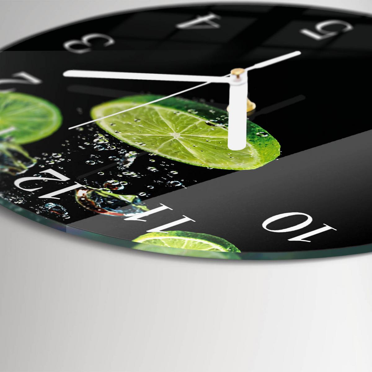 WANDUHR aus Glas Ø30 cm - Limes - Grün, Glas (30/30/0.4cm) - TULUP