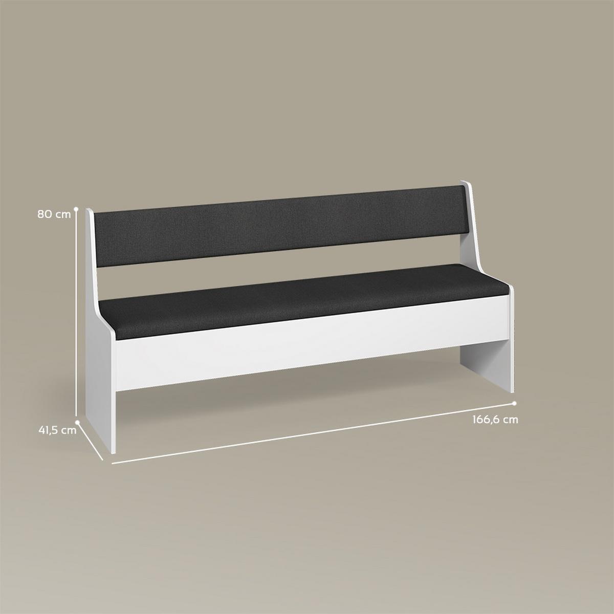 ESSZIMMER-ECKBANK Tiberio Weiß 41.5 x 166.6 cm - Weiß, Holzwerkstoff (41.5/166.6cm) - Livinity®