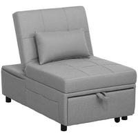 SCHLAFSESSEL Leinenoptik 100 Polyester Hellgrau - Hellgrau/Schwarz, Kunststoff/Textil (65.5/81/104cm) - HOMCOM