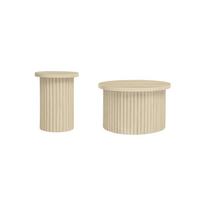 COUCHTISCH SET – Rundes 2er-Set aus Holzoptik, Skandinavisches Design - Weiß, Holzwerkstoff (69/69/41cm) - Urban Meuble