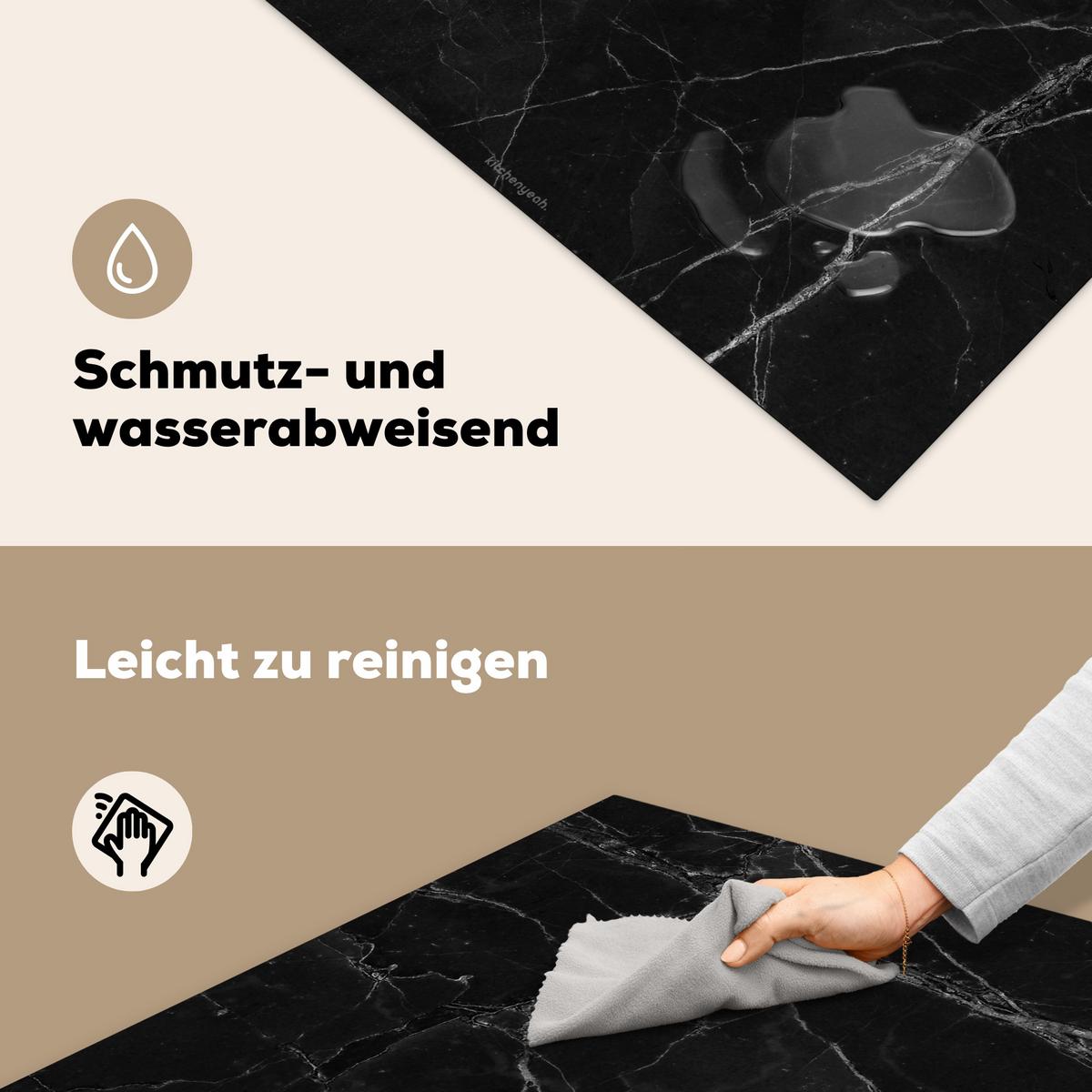 HERDABDECKPLATTE Schwarz - Marmor Induktionsmatte 78x78 cm - Schwarz, Kunststoff (78/78/0.2cm) - MuchoWow