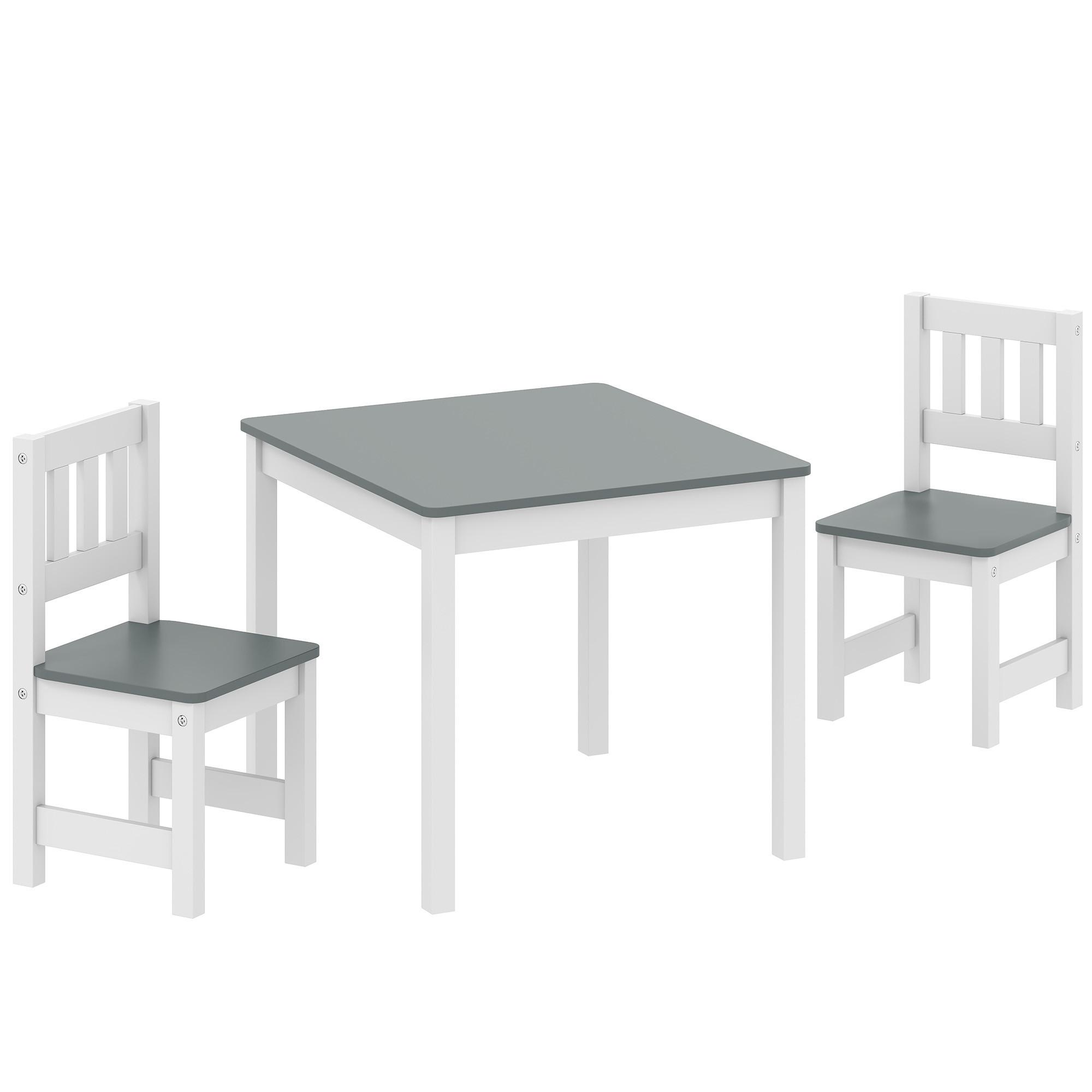 KINDERTISCH mit 2-Stühlen 3er Set MDF Kiefernholz Grau - Grau, Holz (52/48/56cm) - AIYAPLAY