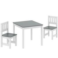 KINDERTISCH mit 2-Stühlen 3er Set MDF Kiefernholz Grau - Grau, Holz (52/48/56cm) - AIYAPLAY