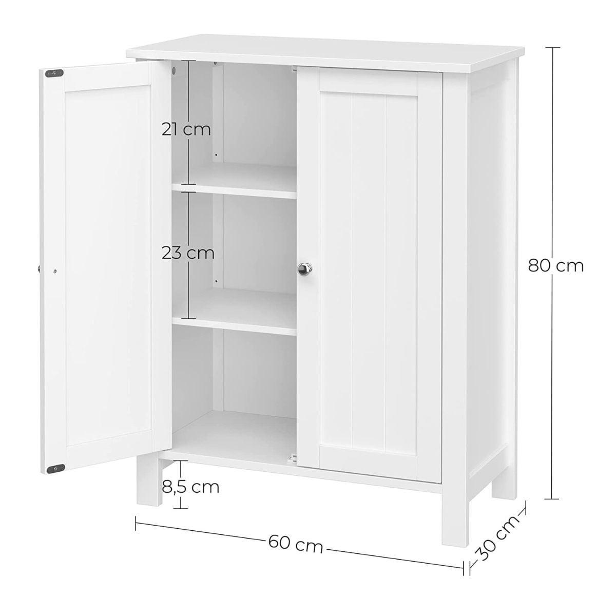 BADEZIMMER-BODENSCHRANK, Badezimmerschrank mit 4 Schubladen, freistehender Badezimmerschrank, mit 1 Tür, verstellbares Regal, 30 x 55 x 82 cm, Grau LH - Weiß, Holzwerkstoff (30/80/36cm) - Calicosy
