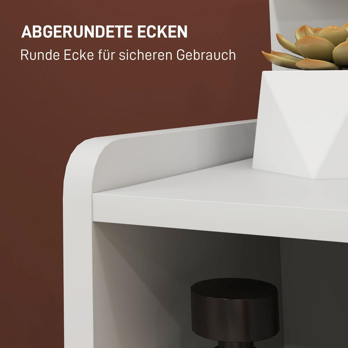 NACHTTISCH mit 2 Schubladen, Beistelltisch, Nachtschrank mit offenen Ablage Weiß - Weiß, Holzwerkstoff (30/60/40cm) - HOMCOM