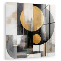 ACRYLGLASBILD Abstrakt - Gold - Silber - Formen - Ästhetisch - Modern 90x90 cm - Goldfarben, Glas (90/90cm) - MuchoWow
