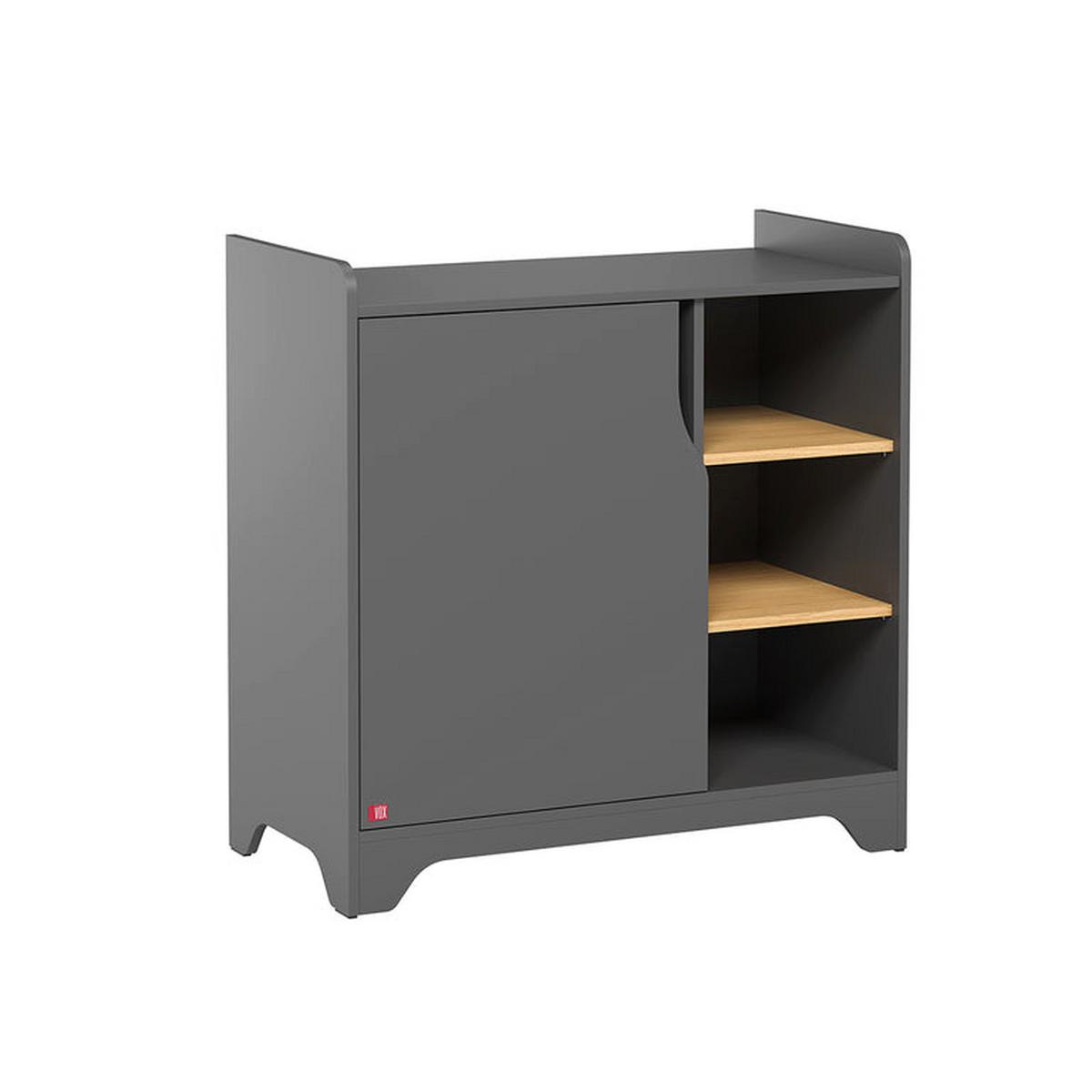 KOMMODE Grau und Holz - Grau, Holzwerkstoff (88.5/89.5/44cm) - Petits-meubles