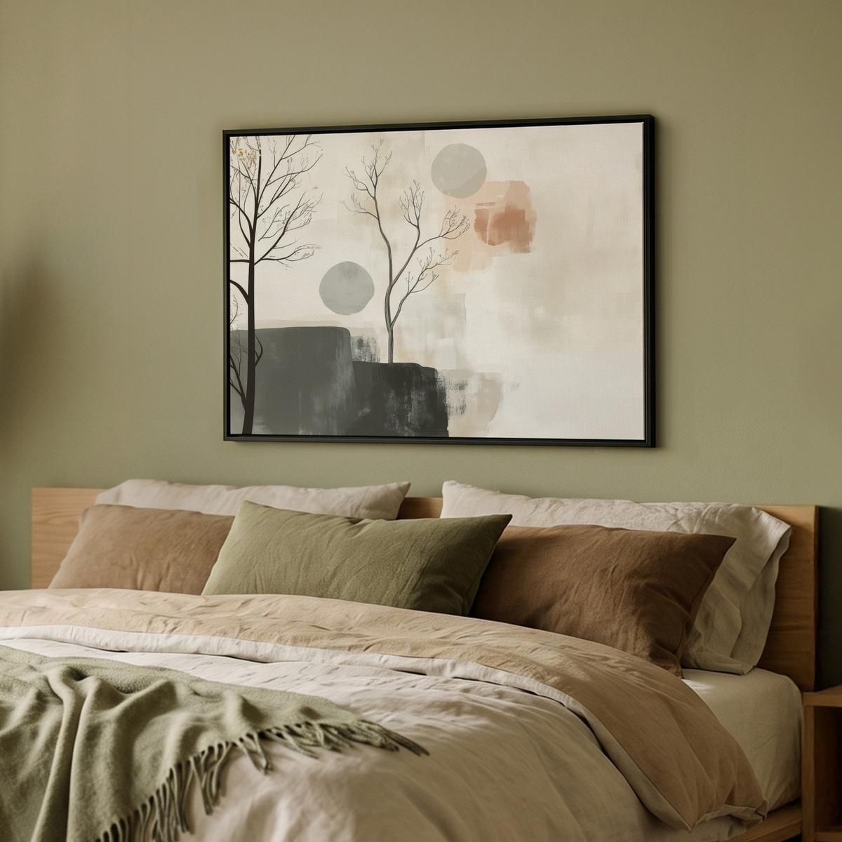 LEINWAND Bilder mit Rahmen - Wabi sabi - Beige - Pflanze - 70x50 - Sandfarben, Textil (70/50cm) - MuchoWow